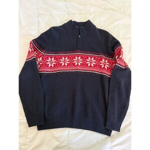 Daniele Blasi Wool Blend Fair Isle Half Zip Sweater Nordic Snowflake XL‎ Italy